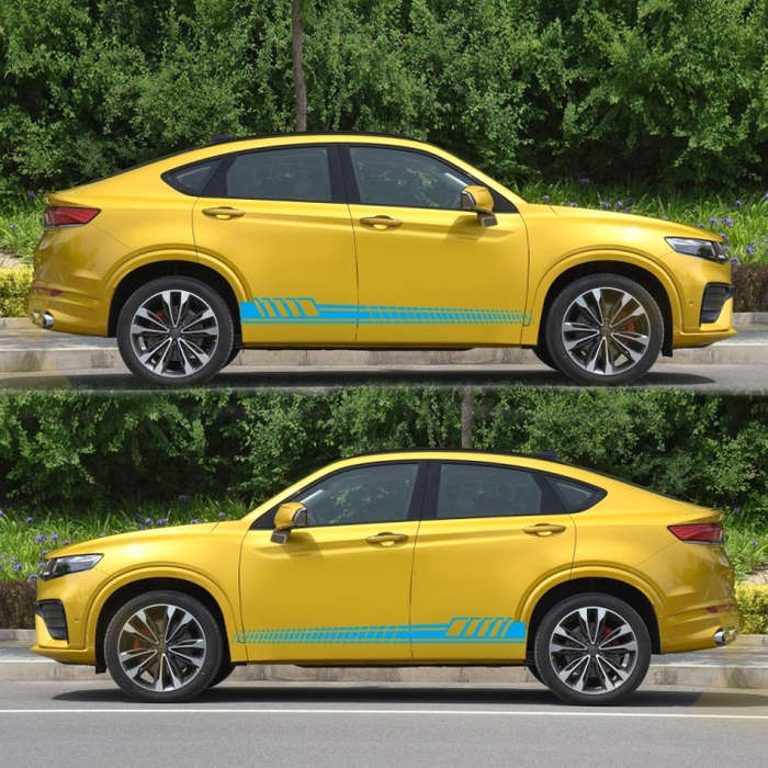 2 PCS/Set D-707 Striped Totem Pattern Car Modified Decorative Sticker(Blue)