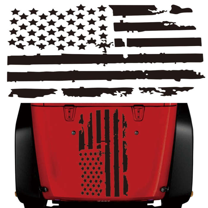 D-778 American Flag Pattern Car Modified Decorative Sticker(Black)