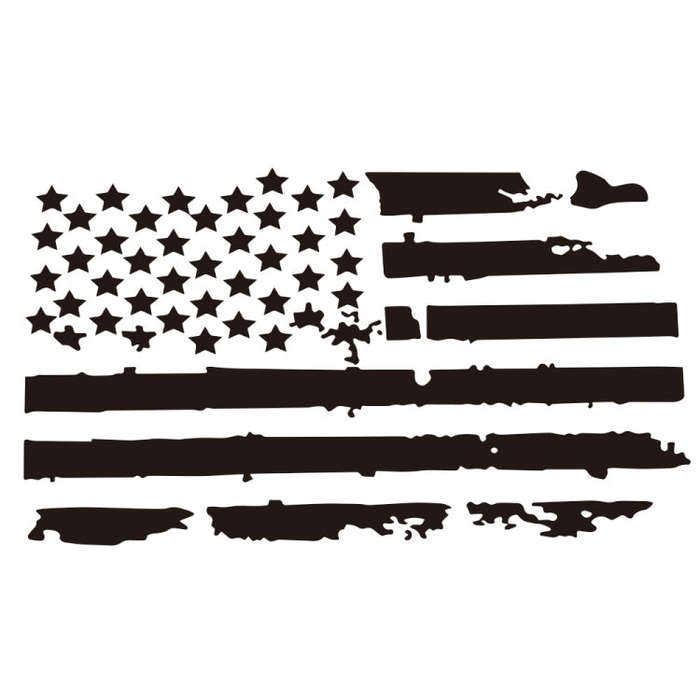 D-778 American Flag Pattern Car Modified Decorative Sticker(Black)