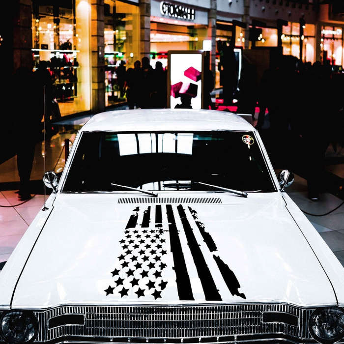 D-778 American Flag Pattern Car Modified Decorative Sticker(Black)