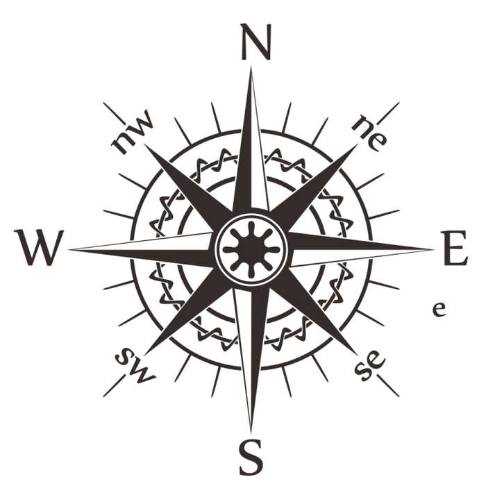 D-863 Compass Pattern Car Modified Decorative Sticker(Black)