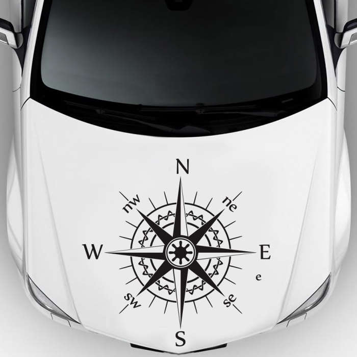 D-863 Compass Pattern Car Modified Decorative Sticker(Black)