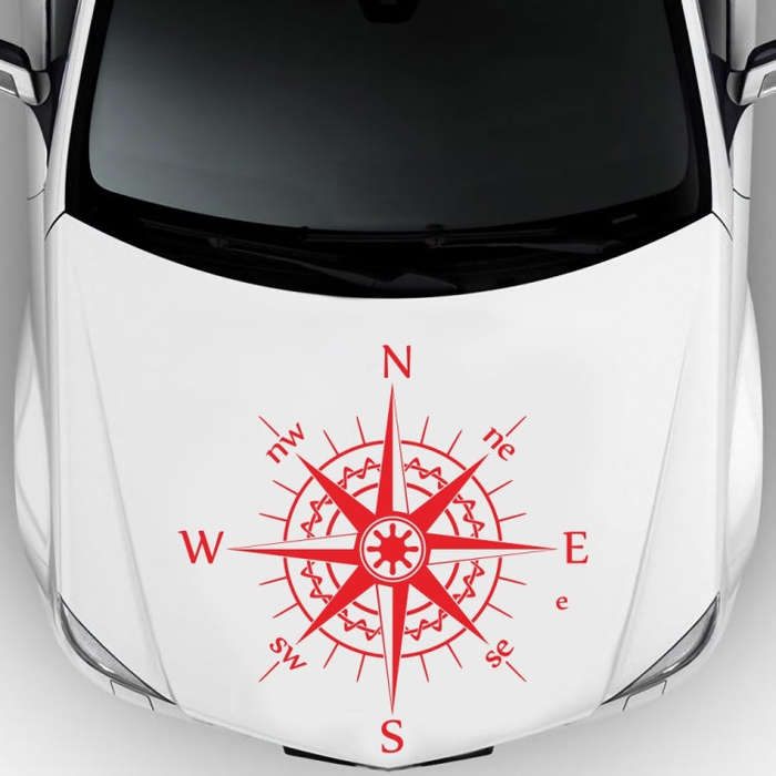 D-863 Compass Pattern Car Modified Decorative Sticker(Red)