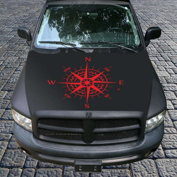 D-863 Compass Pattern Car Modified Decorative Sticker(Red)
