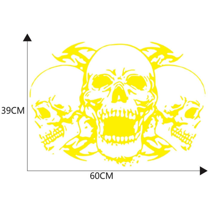 D-923 Three Skulls Pattern Car Modified Decorative Sticker(Yellow)
