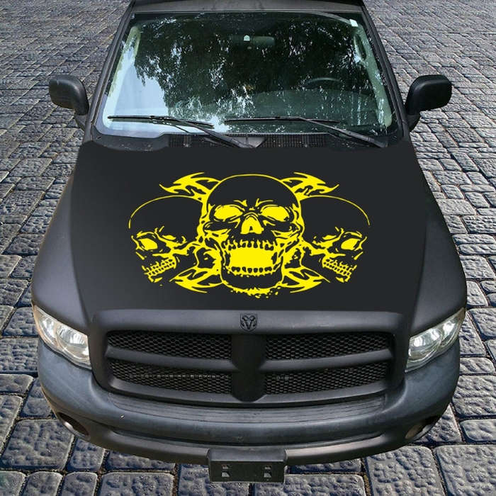 D-923 Three Skulls Pattern Car Modified Decorative Sticker(Yellow)