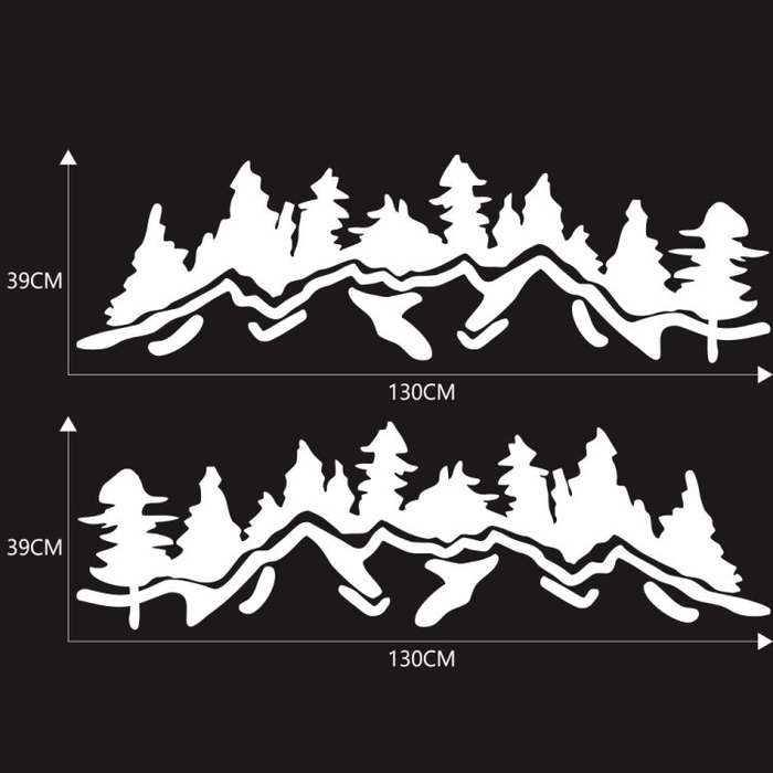 2 PCS/Set D-924 Mountain Woods Pattern Car Modified Decorative Sticker(White)