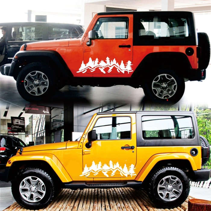 2 PCS/Set D-924 Mountain Woods Pattern Car Modified Decorative Sticker(White)