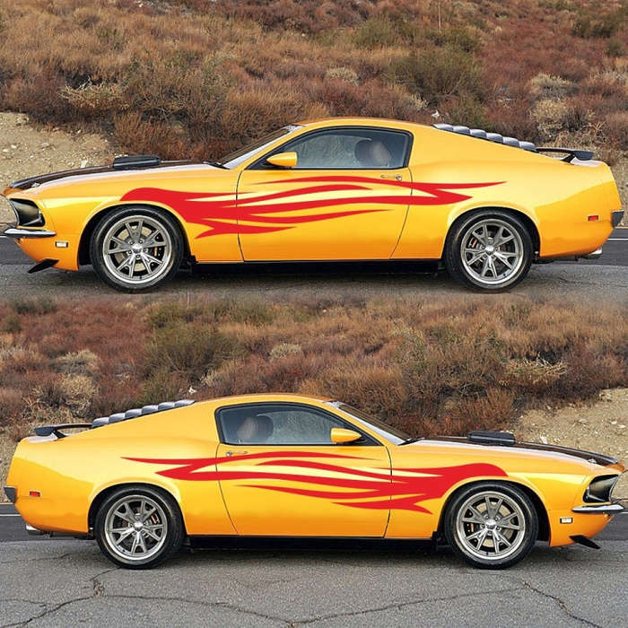 2 PCS/Set D-926 Fire Totem Pattern Car Modified Decorative Sticker(Red)
