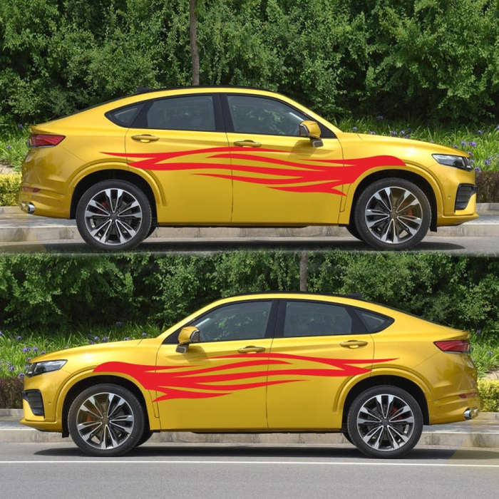 2 PCS/Set D-926 Fire Totem Pattern Car Modified Decorative Sticker(Red)