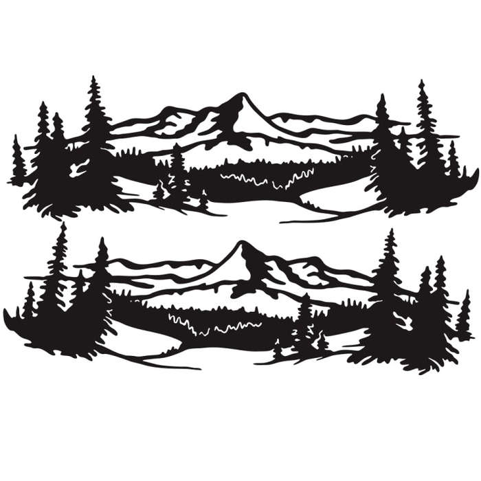 2 PCS/Set D-957 Mountains Pattern Car Modified Decorative Sticker(Black)