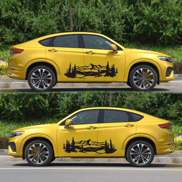 2 PCS/Set D-957 Mountains Pattern Car Modified Decorative Sticker(Black)