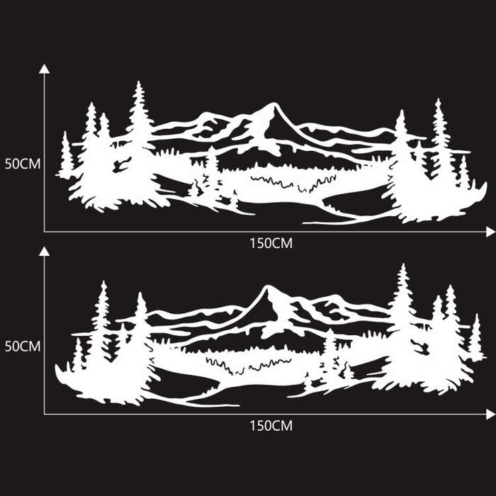 2 PCS/Set D-957 Mountains Pattern Car Modified Decorative Sticker(White)