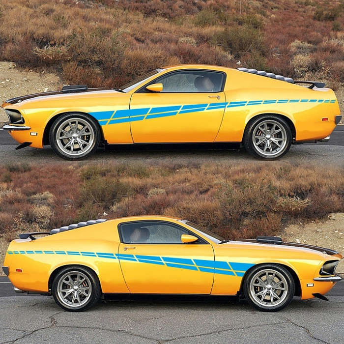 2 PCS/Set D-961 Checkered Flag Pattern Car Modified Decorative Sticker(Blue)