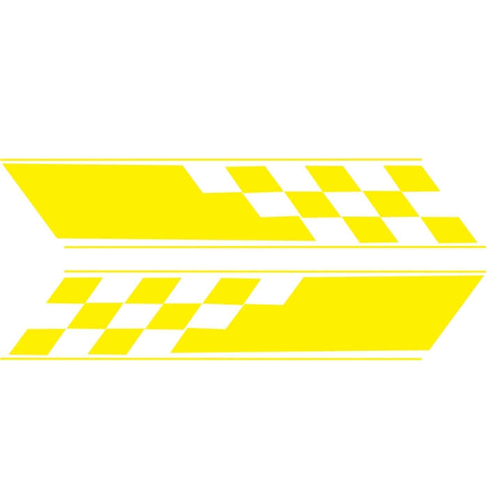 2 PCS/Set D-962 Checkered Flag Pattern Car Modified Decorative Sticker(Yellow)