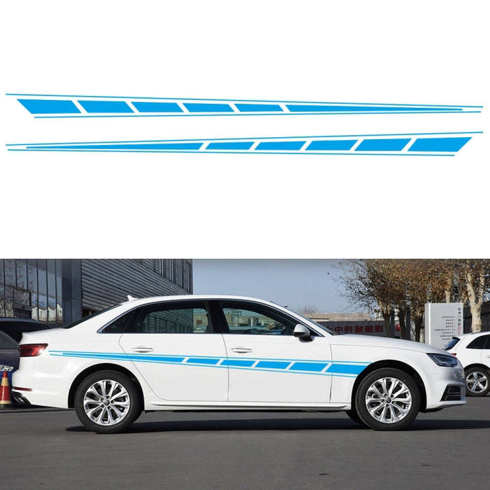 2 PCS/Set D-970 Checkered Flag Pattern Car Modified Decorative Sticker(Blue)