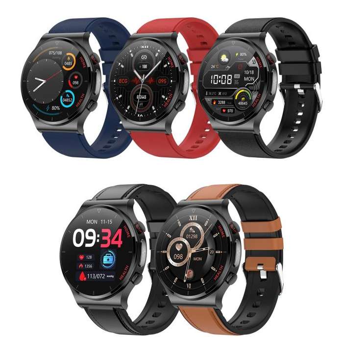 E300 1.32 Inch Screen Leather Watch Strap Smart Health Watch Supports Body Temperature Monitoring...