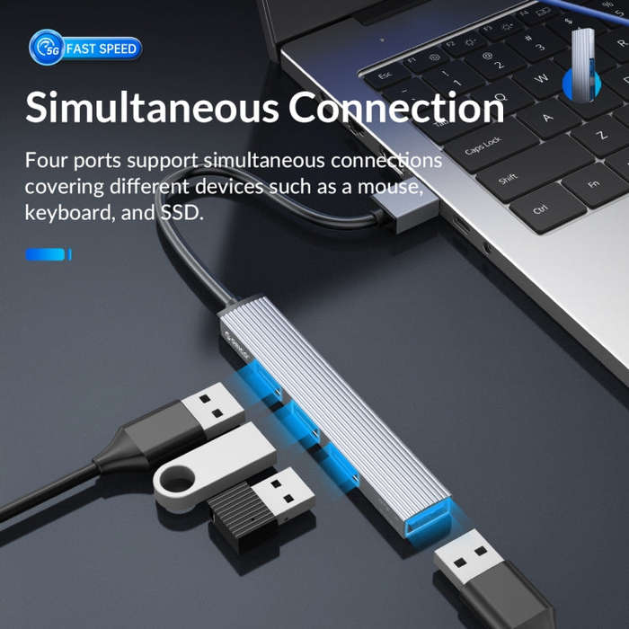 ORICO AH-A12F USB 3.0x1 + USB 2.0x2 + TF Card to USB 3.0 HUB Adapter(Space Gray)