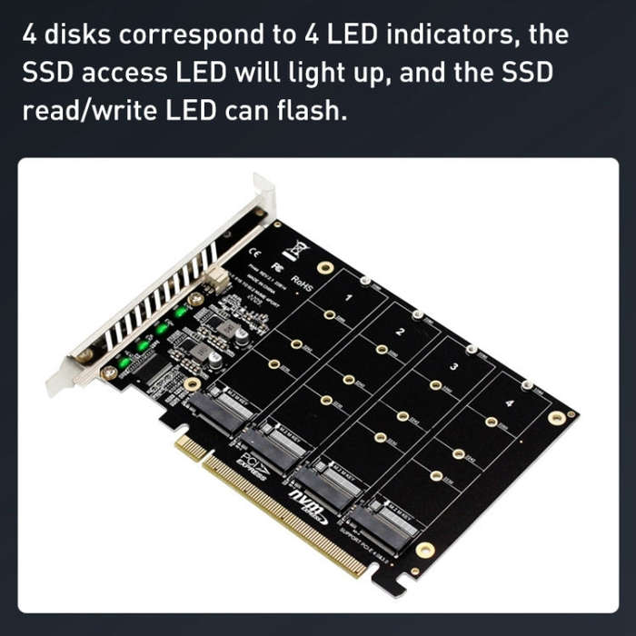 PH44 NVME 4 Disk Array Card PCI-E Signal Split Array Card
