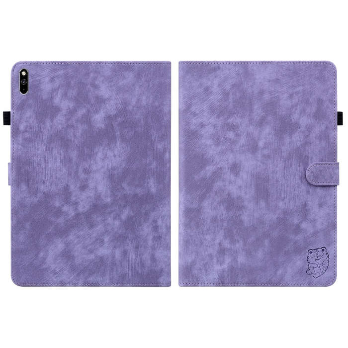 For Huawei MatePad Pro 10.8 2021/2018 Tiger Pattern PU Tablet Case(Purple)