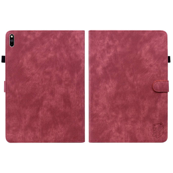 For Huawei MatePad Pro 10.8 2021/2018 Tiger Pattern PU Tablet Case(Red)