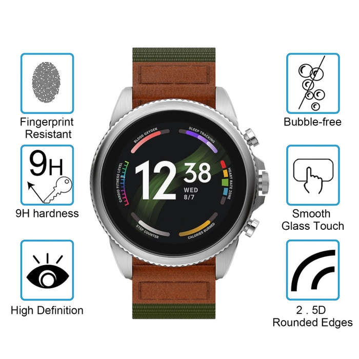 10 PCS 0.26mm 2.5D 9H Tempered Glass Film Watch Screen Protector For Fossil Gen 6 46mm