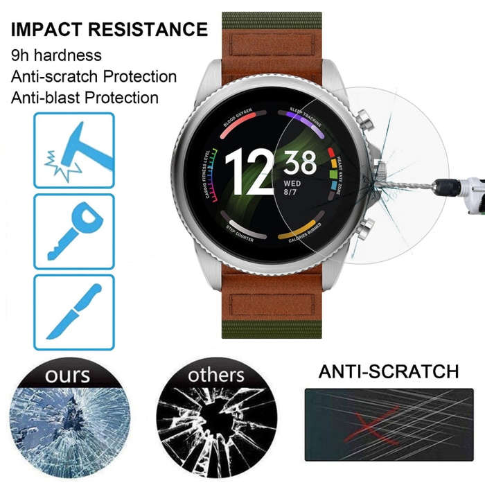 10 PCS 0.26mm 2.5D 9H Tempered Glass Film Watch Screen Protector For Fossil Gen 6 46mm