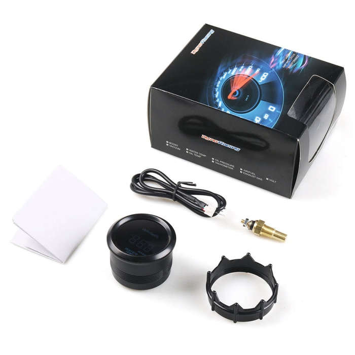 Car Modified 12V Universal 52mm Blue Light Digital Display Meter, Style:Water Temperature Gauge
