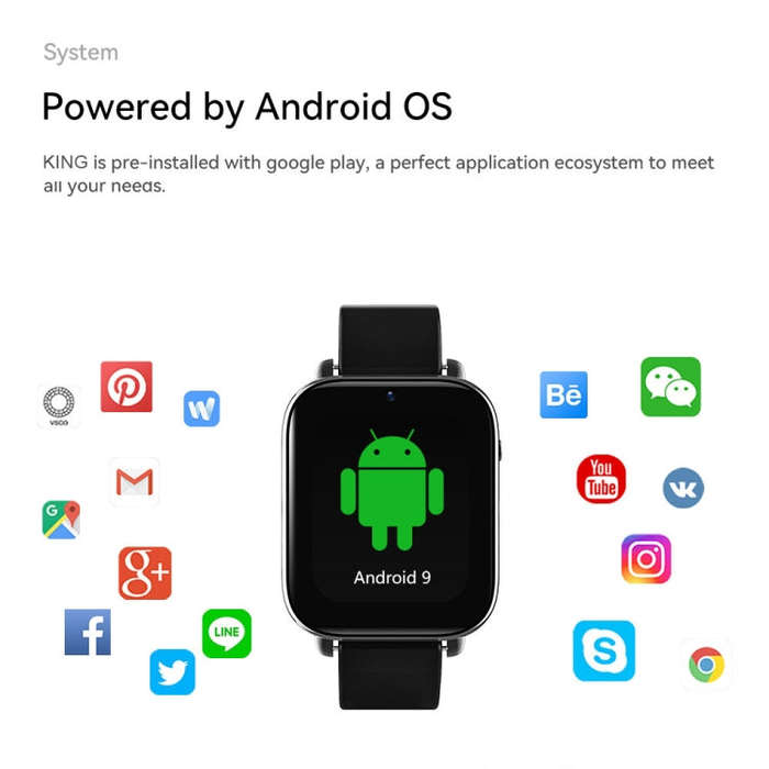 1.75 inch Screen 4G LTE Smart Watch Android 9.1OS 2GB+16GB(Black)
