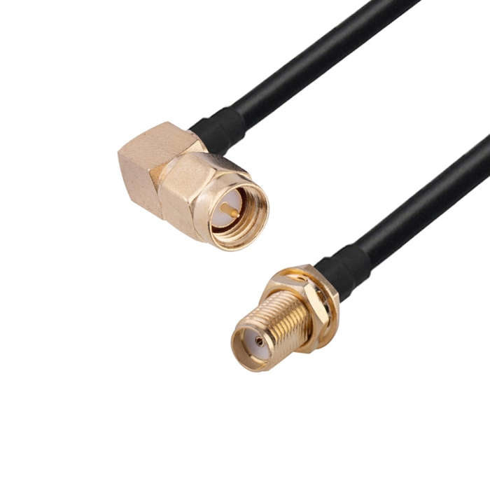 SMA Male Elbow to SMA Female RG174 RF Coaxial Adapter Cable, Length: 50cm