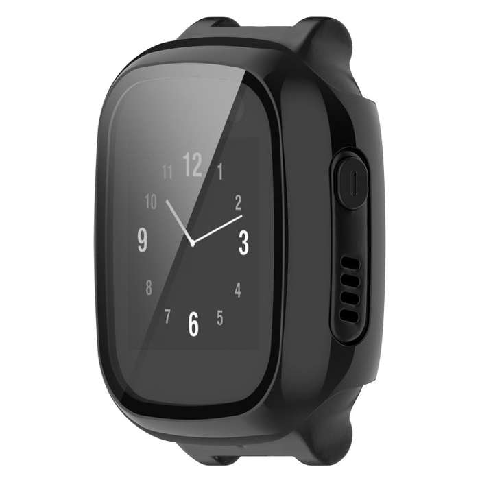 For Xplora X5 Play Children Watch PC + Tempered Film Integrated Protective Watch Case(Black)