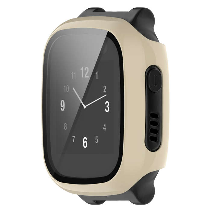 For Xplora X5 Play Children Watch PC + Tempered Film Integrated Protective Watch Case(Ivory White)
