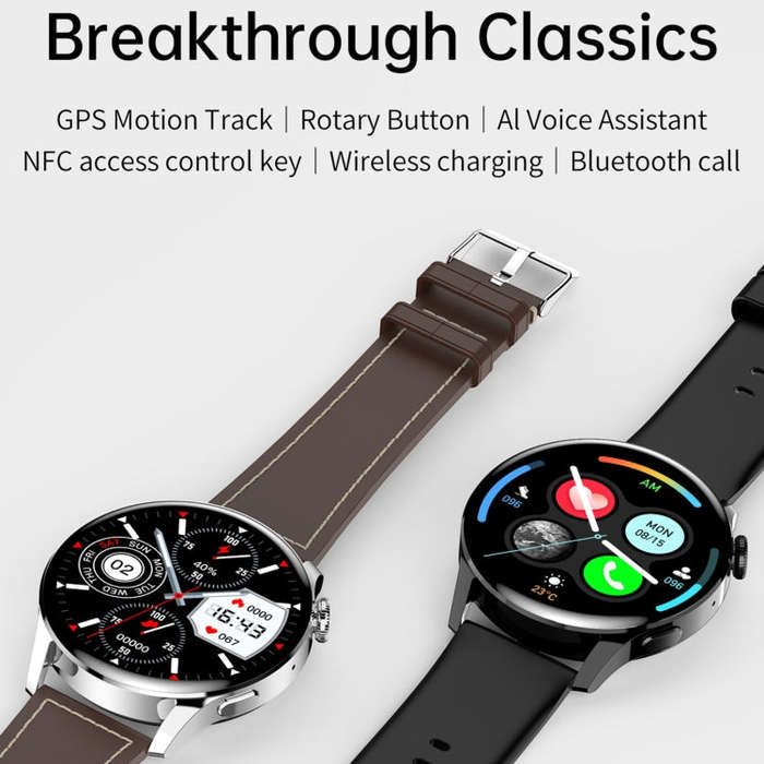 GW69 Smart Watch, Support BT Call / Heart Rate / Blood Pressure / Blood Oxygen(Sliver + Leather S...