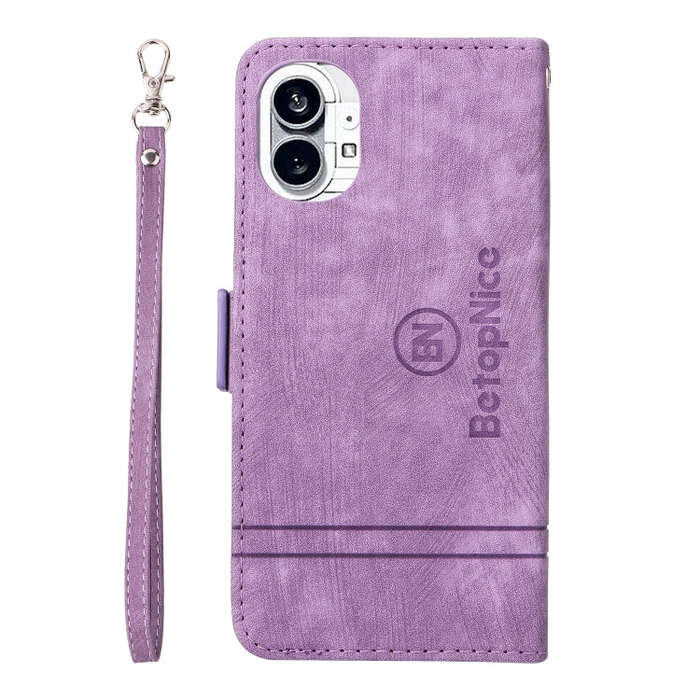 For Nothing Phone 1 BETOPNICE Dual-side Buckle Leather Phone Case(Purple)