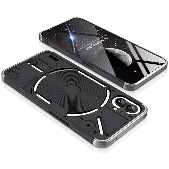 For Nothing Phone 1 GKK Three Stage Splicing Full Coverage PC Phone Case(Black Silver)
