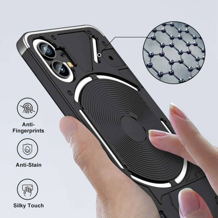 For Nothing Phone 1 GKK Three Stage Splicing Full Coverage PC Phone Case(Black Silver)