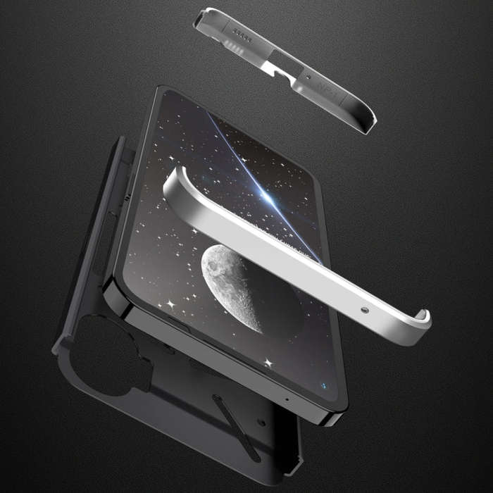 For Nothing Phone 1 GKK Three Stage Splicing Full Coverage PC Phone Case(Black Silver)