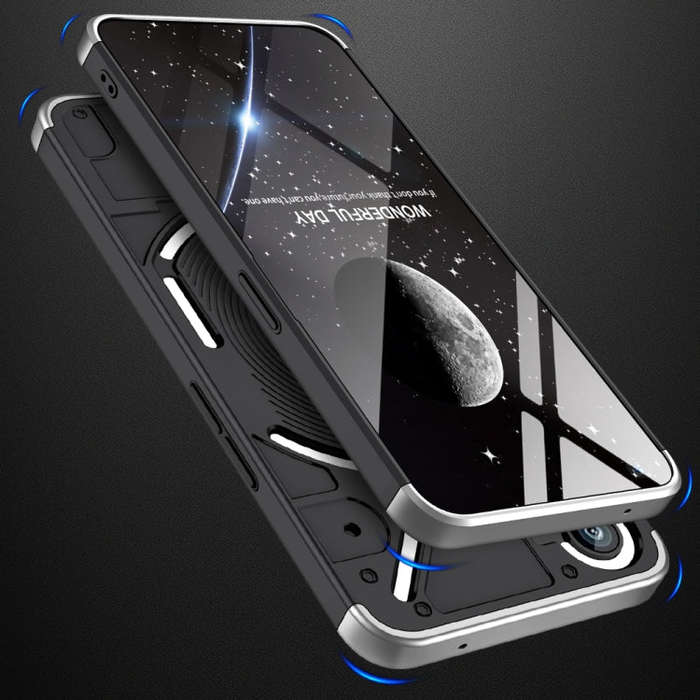 For Nothing Phone 1 GKK Three Stage Splicing Full Coverage PC Phone Case(Black Silver)