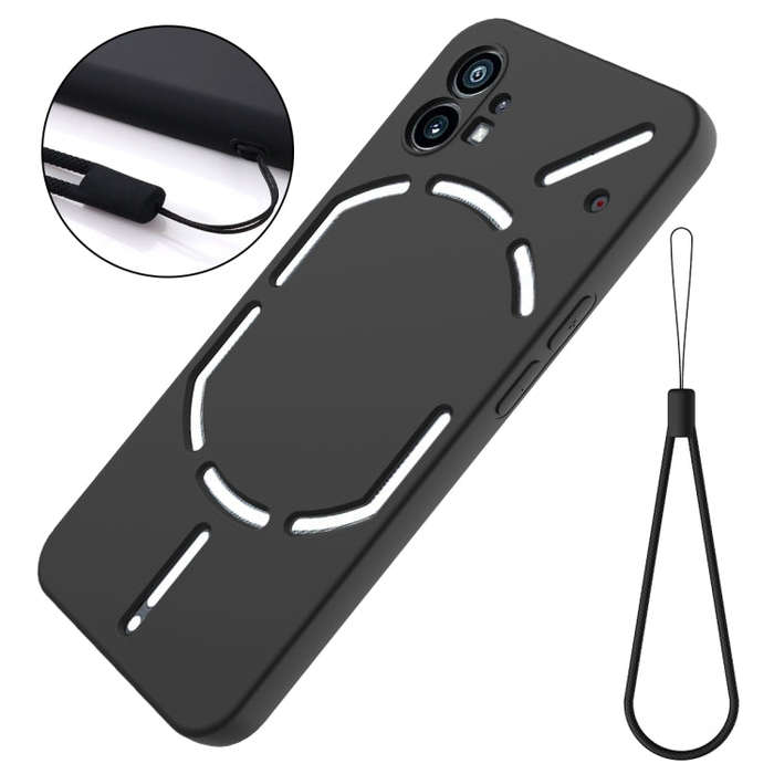 For Nothing Phone 1 Pure Color Liquid Silicone Shockproof Phone Case(Black)