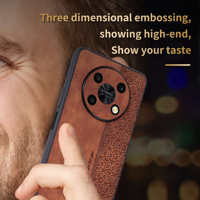 For Huawei Enjoy 50 Pro / nova Y90 AZNS 3D Embossed Skin Feel Phone Case(Brown)