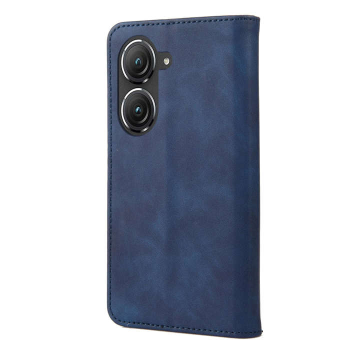 For Asus Zenfone 9 Skin Feel Splicing Leather Phone Case(Blue)