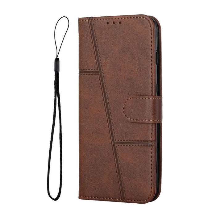 For Google Pixel 6a Stitching Calf Texture Buckle Leather Phone Case(Brown)