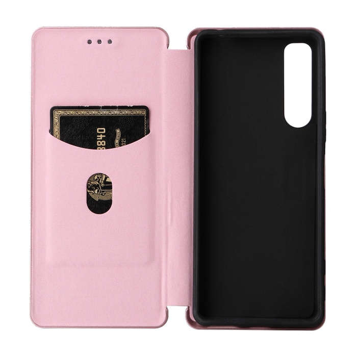 For Sony Xperia 5 IV Carbon Fiber Texture Leather Phone Case(Pink)