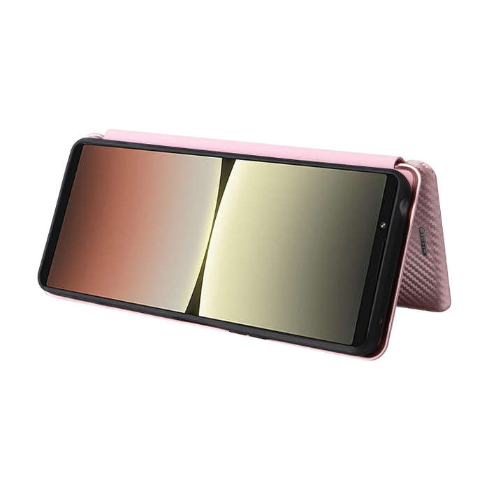 For Sony Xperia 5 IV Carbon Fiber Texture Leather Phone Case(Pink)
