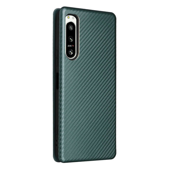 For Sony Xperia 5 IV Carbon Fiber Texture Leather Phone Case(Green)