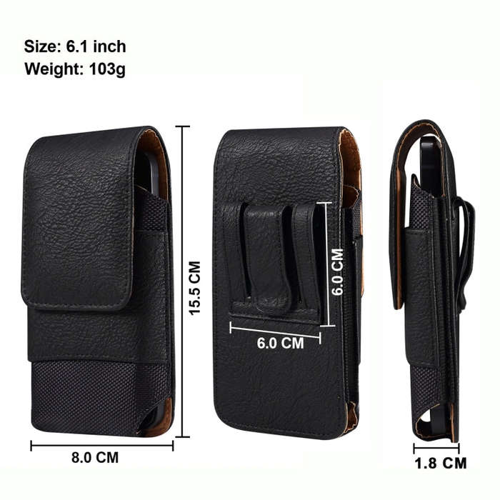 For 6.1 inch Mobile Phone Cowhide Texture Oxford Cloth Waist Bag(Black)