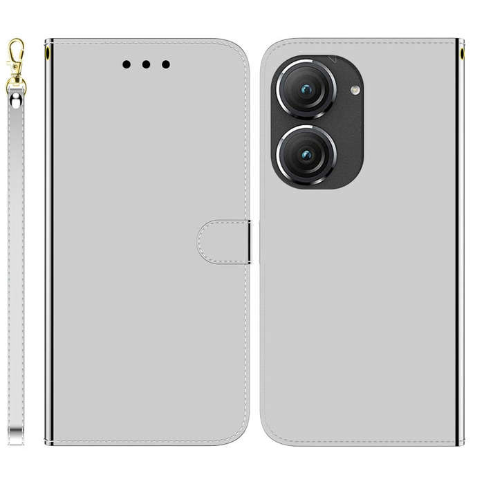 For Asus Zenfone 9 Imitated Mirror Surface Flip Leather Phone Case(Silver)