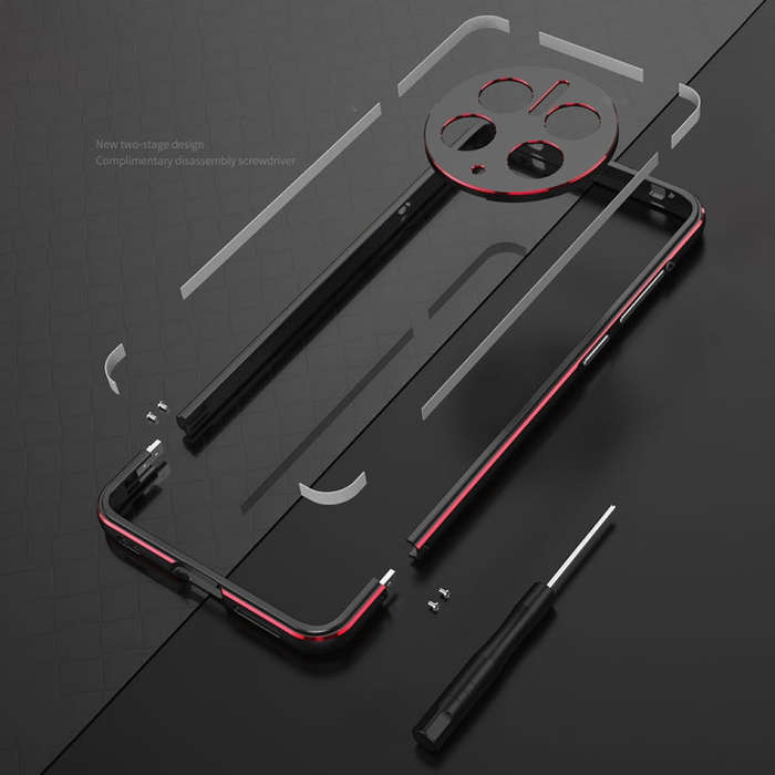 For Huawei Mate 50 Pro LK Aurora Metal Phone Frame with Lens Cover(Black Silver)
