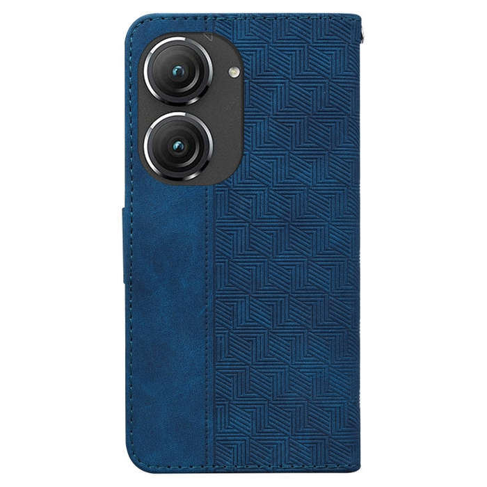 For Asus Zenfone 9 Geometric Embossed Flip Leather Phone Case(Blue)