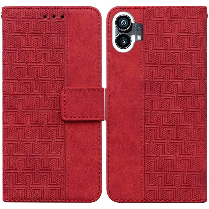 For Nothing Phone 1 Geometric Embossed Flip Leather Phone Case(Red)